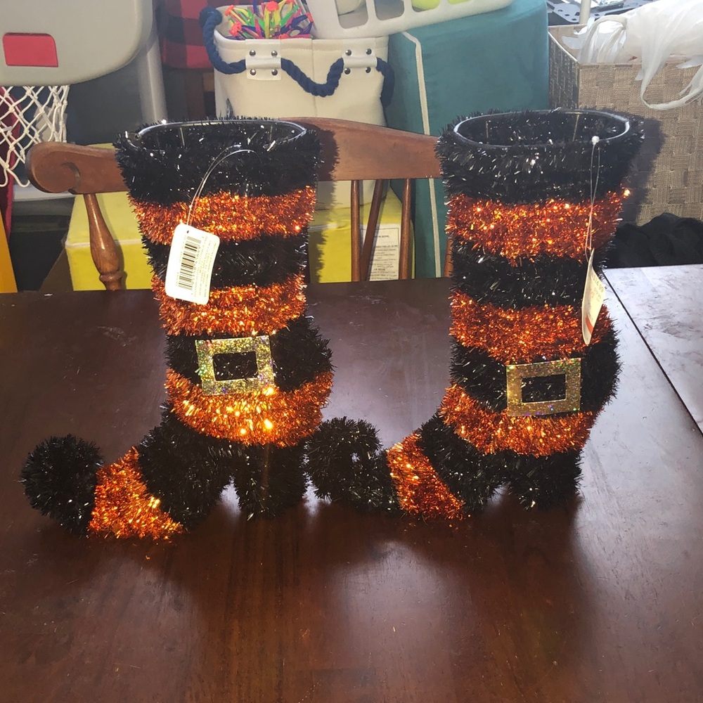 🔥 Ashland Tinsel Witch Boot Decorations Nwt